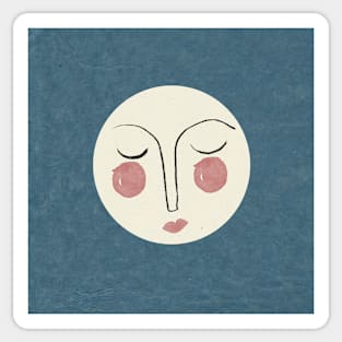 Blue moon face illustration Sticker